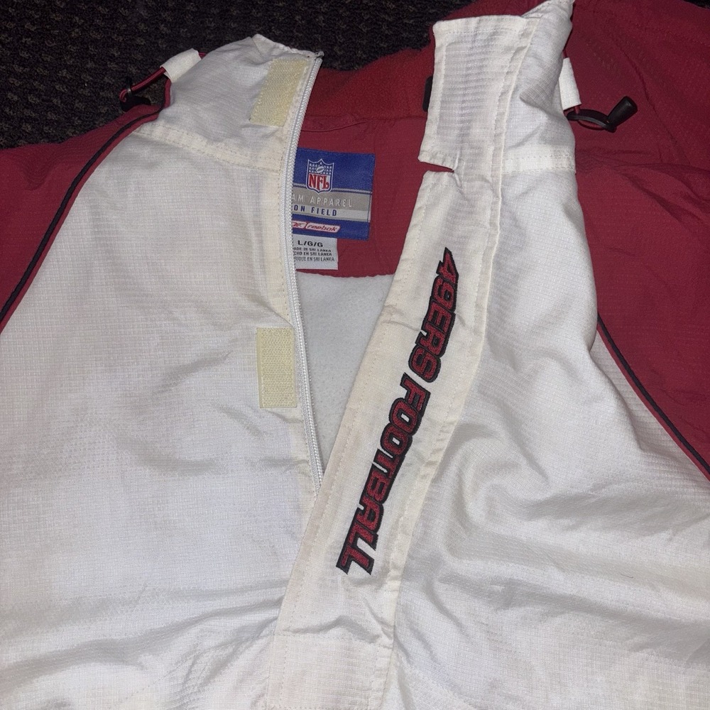 Vtg 90s NFL San Francisco 49ers Parka Jacket Reebok Men Size Large Ivory Red - Picture 3 of 7